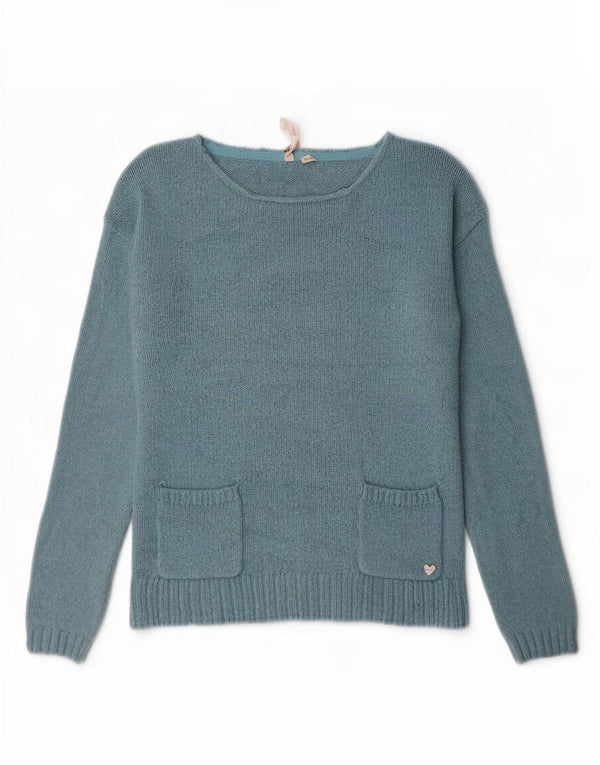 White Stuff Damen-Pullover mit U-Boot-Ausschnitt, UK 12, mittelblaue Viskose