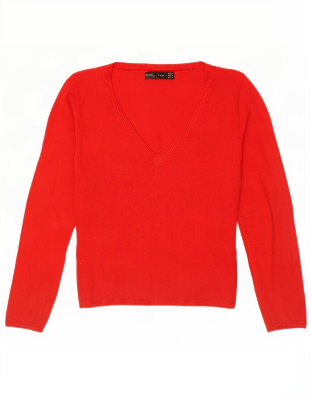 Zara Damen-Pullover mit V-Ausschnitt, UK 12, Mittelrot, Viskose