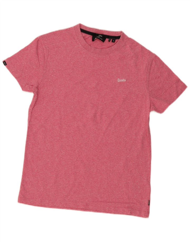 Superdry Herren-T-Shirt-Oberteil, klein, rosa gefleckte Baumwolle