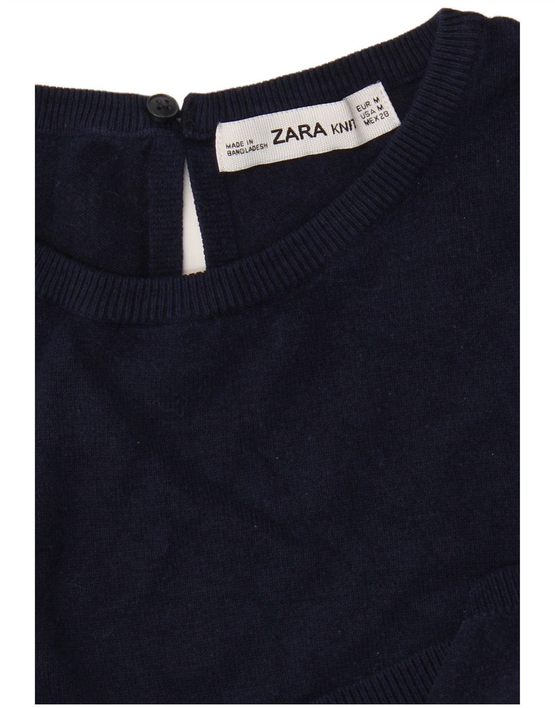 Zara Damen Crop Crew Neck Pullover Pullover UK 12 Medium Marineblau