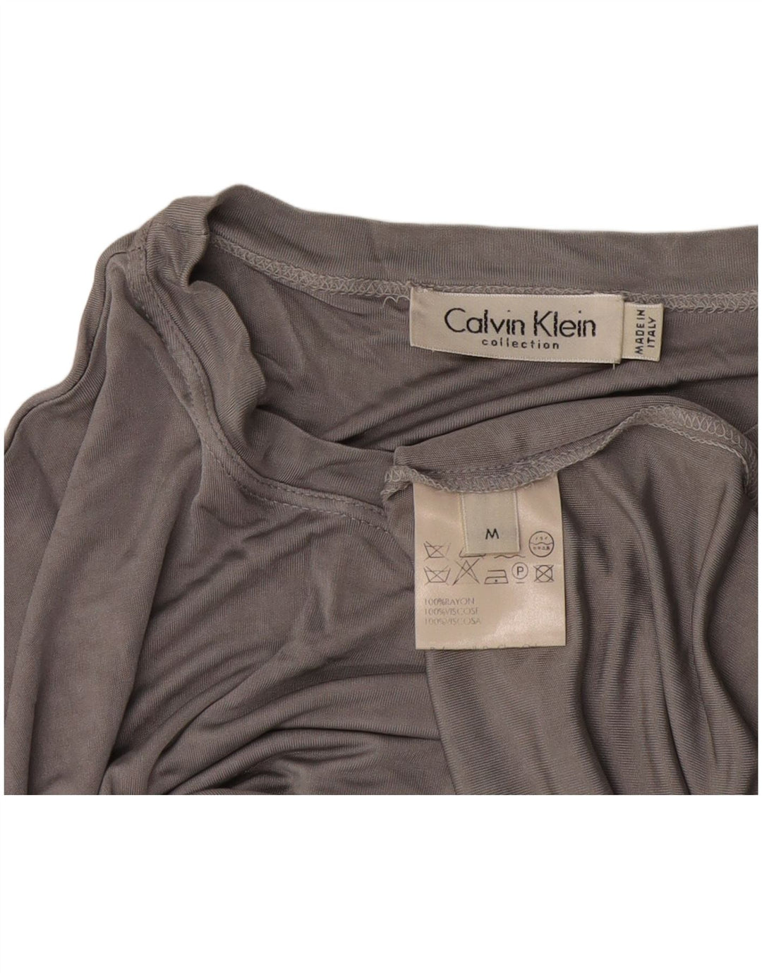 Calvin Klein Damen Crop T-Shirt Top UK 14 Medium Grey Rayon