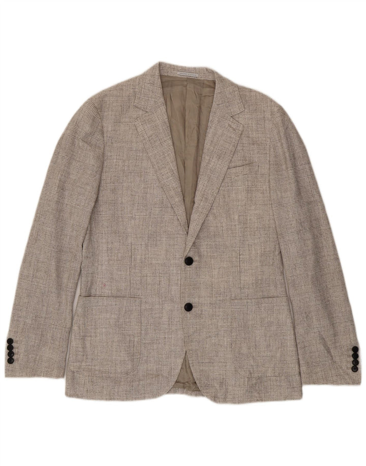 Reiss Herren-Blazer mit 2 Knöpfen, Gr. 40, groß, grau kariert, Polyester