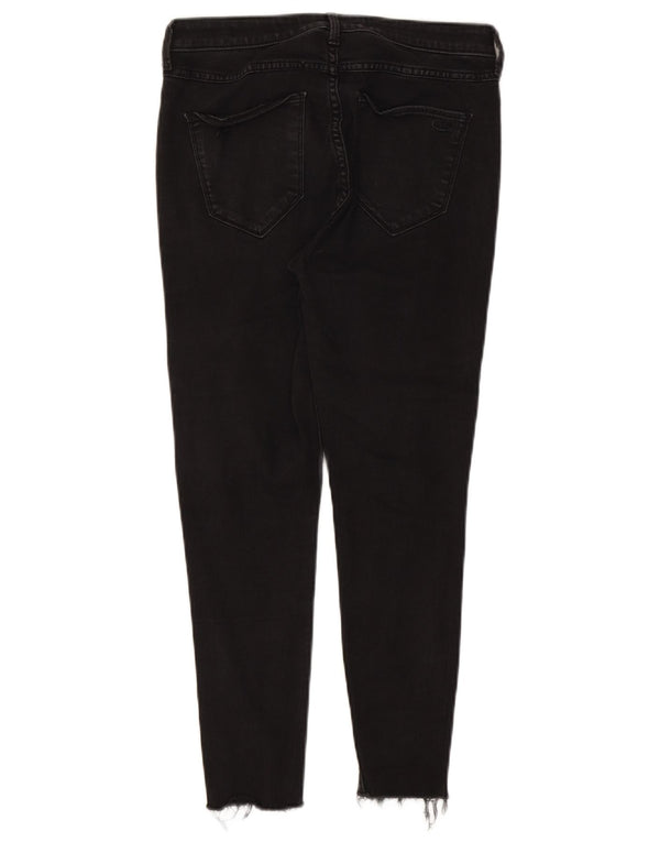 Hollister Damen Curvy High Rise Cropped Jeans US 11 Large W30 L26 Schwarz