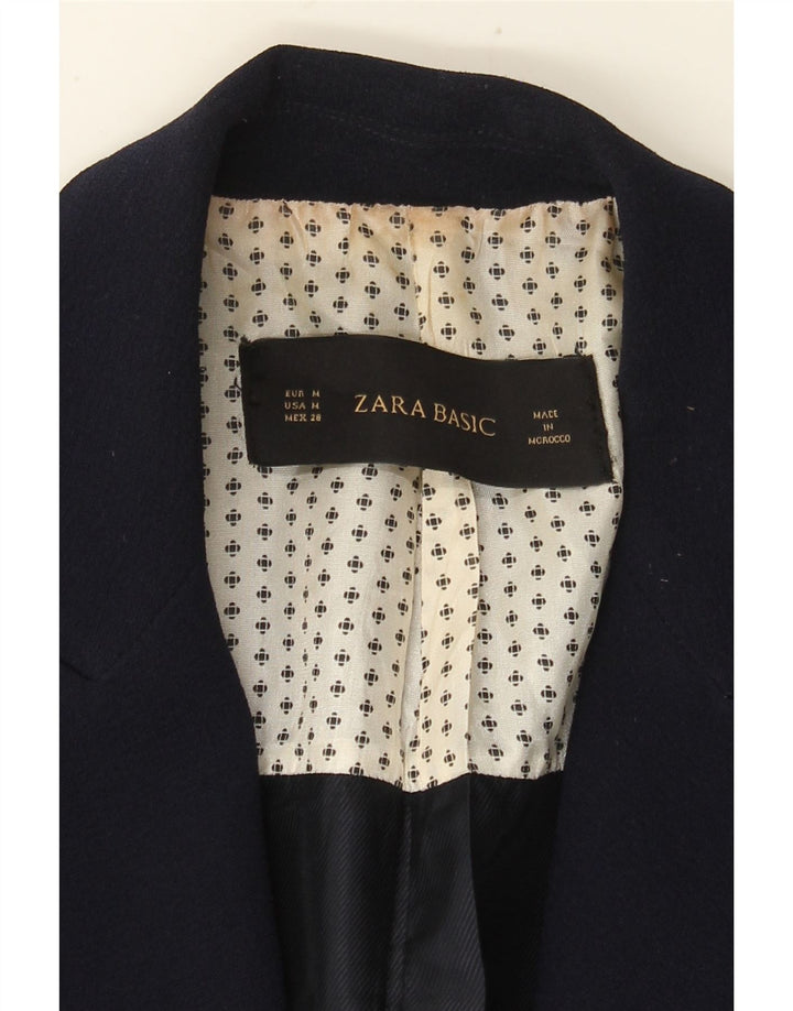 Zara Damen 1-Knopf-Blazerjacke UK 12 Mittelmarineblau