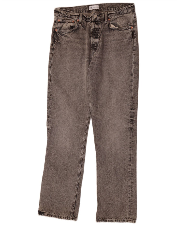 Zara Damen Straight Jeans EU 40 Medium W30 L34 Graue Baumwolle