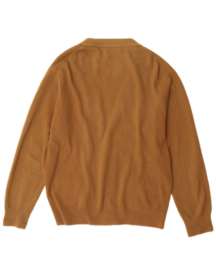 BENETTON Herren-Strickjacke IT 48 Mittelbraune Lammwolle