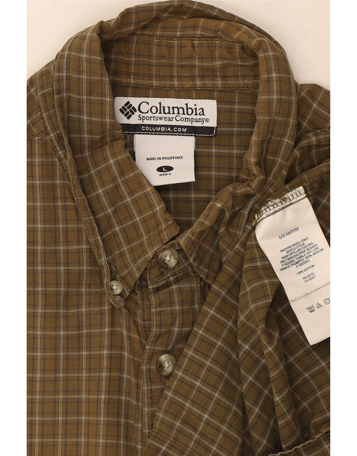 Columbia Herren-Kurzarmhemd, groß, Khaki, kariert, Baumwolle