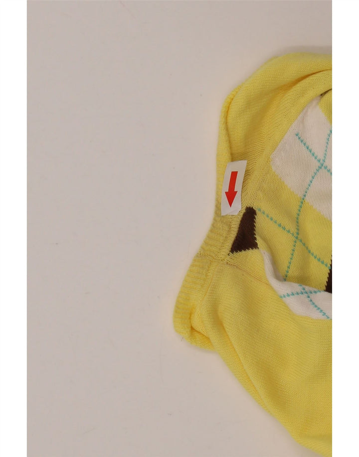 J. CREW Damen-Pullover mit V-Ausschnitt, UK 12, mittelgelb, Argyle/Diamant