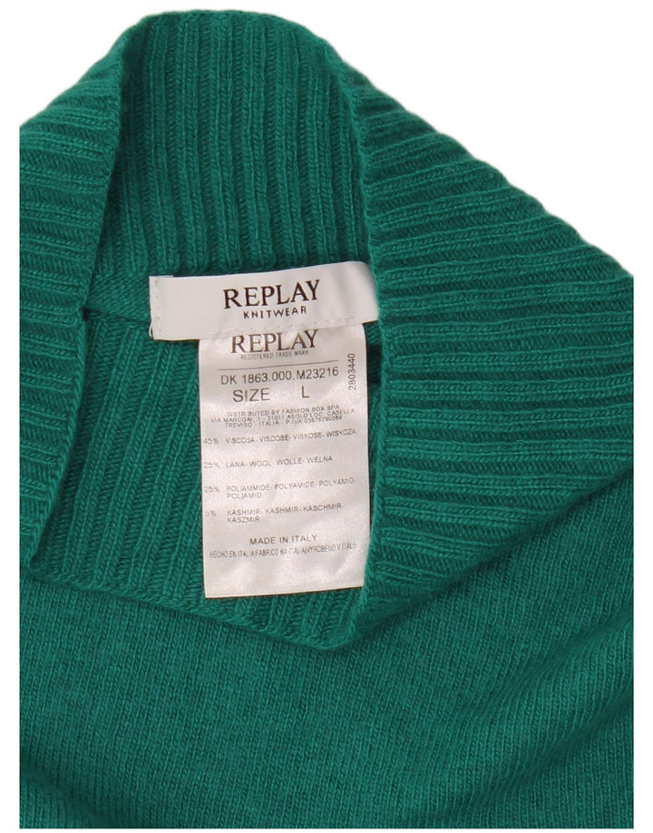 REPLAY Rollkragenpullover für Damen, UK 16, Größe L, Türkis, Viskose