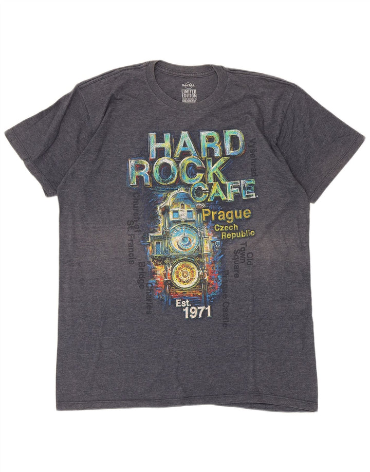 Hard Rock Cafe Herren Prague Graphic T-Shirt Top Large Grau Baumwolle