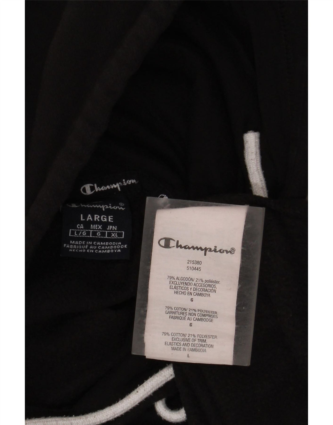 CHAMPION Herren-Kapuzenpullover mit Grafik, groß, aus schwarzer Baumwolle