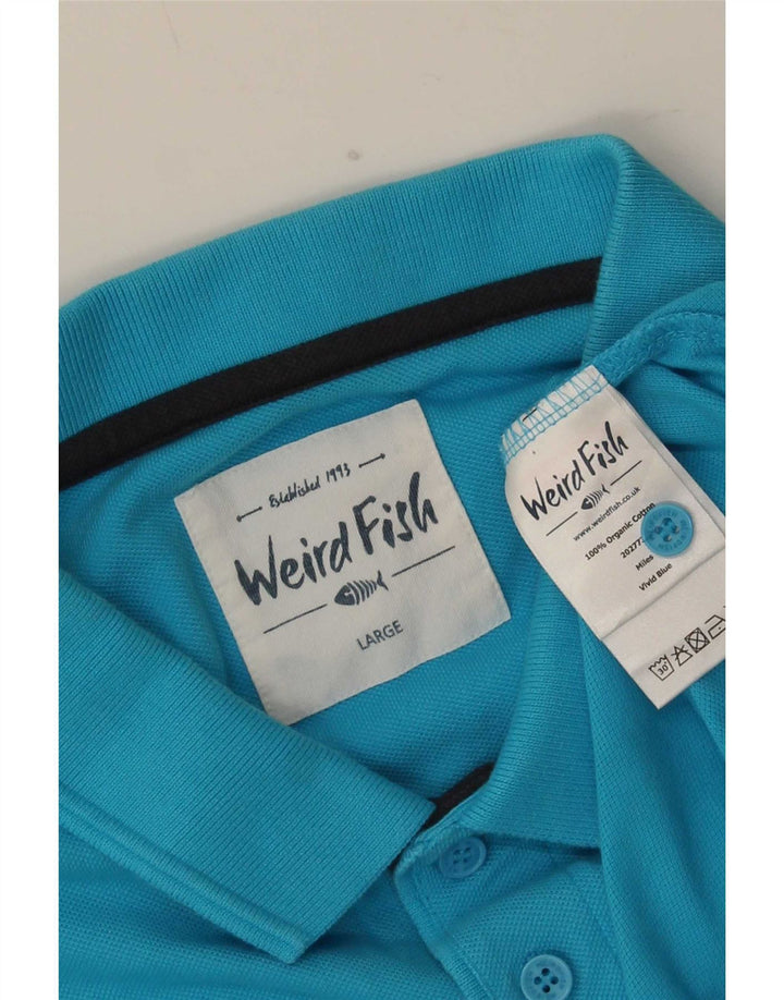 Weird Fish Herren-Poloshirt, groß, blaue Baumwolle
