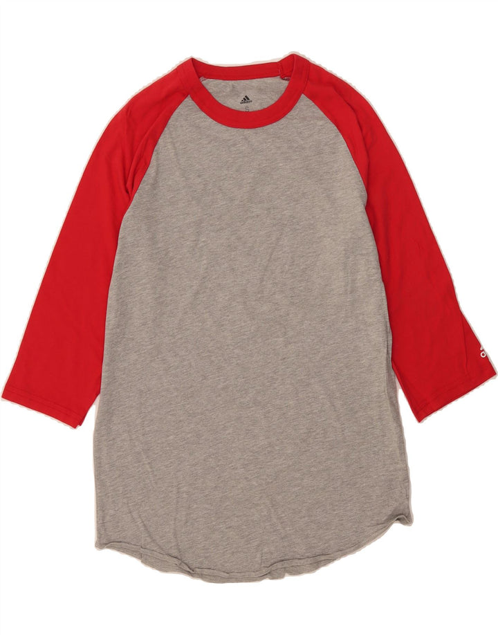 ADIDAS Mens Top 3/4 Sleeve Small Grey Colourblock Cotton Vintage Adidas and Second-Hand Adidas from Messina Hembry 