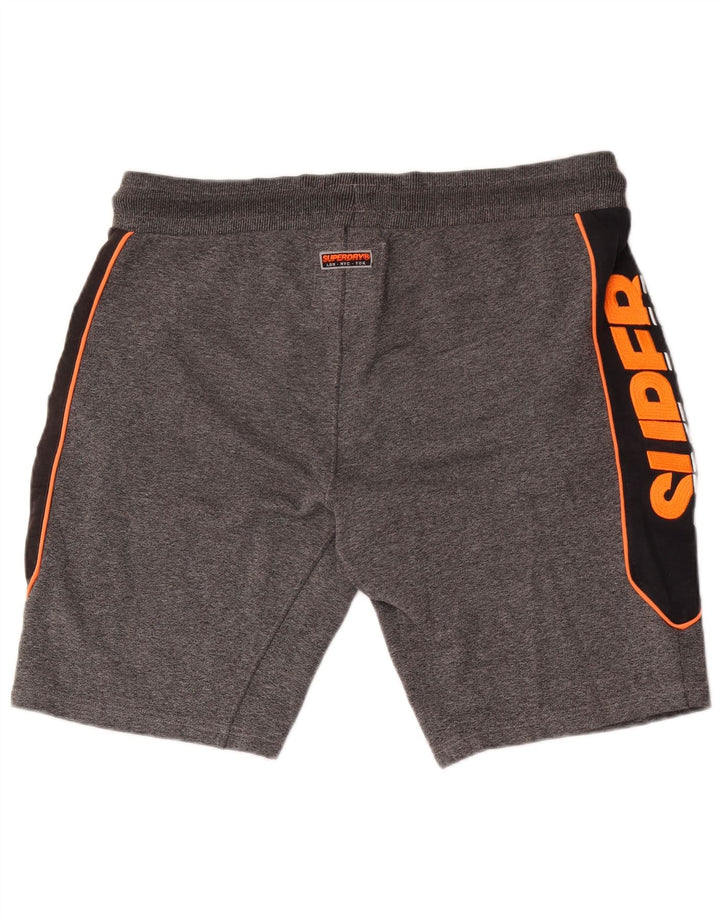 Superdry Herren-Sportshorts mit Grafik, groß, graues Farbblock-Polyester