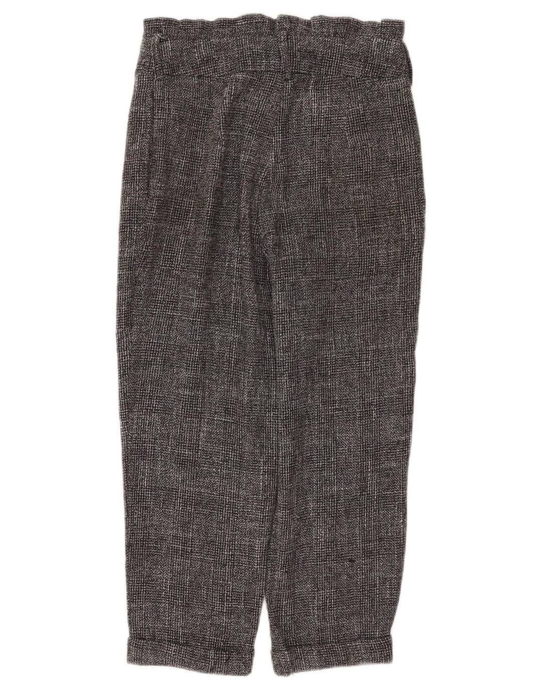Topshop Damen-Hose mit kurzem Schnitt, UK 10, Größe S, W28, L22, grau kariertes Polyester