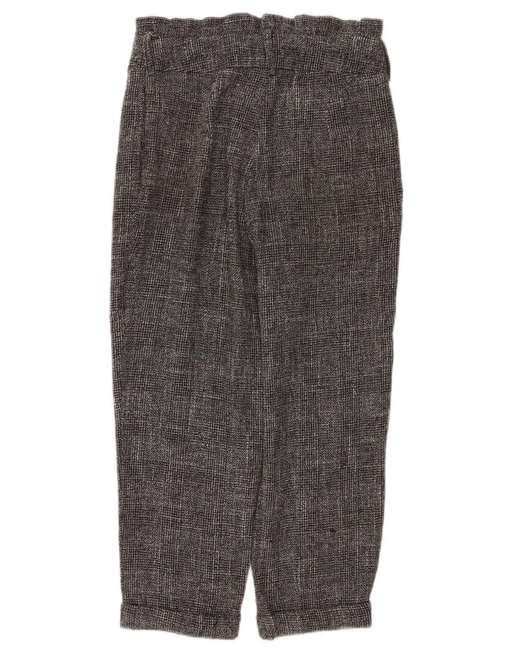 Topshop Damen-Hose mit kurzem Schnitt, UK 10, Größe S, W28, L22, grau kariertes Polyester