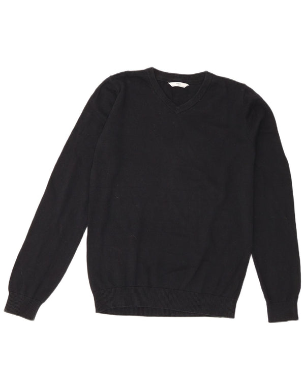 Marks & Spencer Jungen-Pullover mit V-Ausschnitt, 14–15 Jahre, schwarze Baumwolle