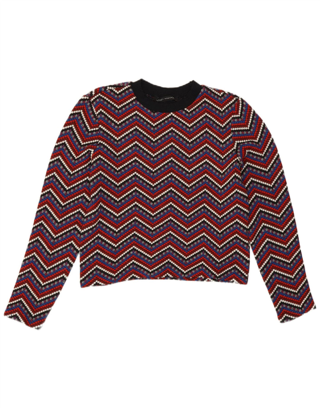 Zara Damen-Pullover mit Rundhalsausschnitt, Gr. 12, mittelgroß, mehrfarbig, Chevron
