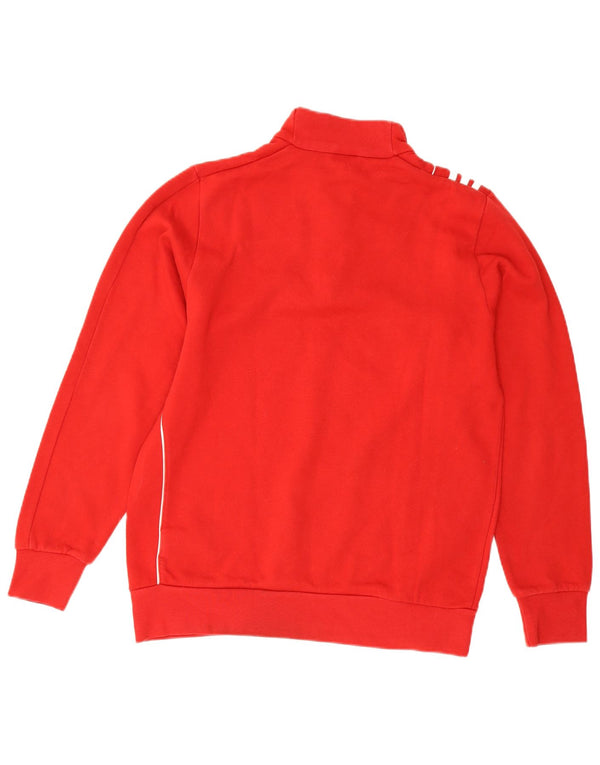 Adidas Jungen-Sweatshirt mit Reißverschluss am Hals, 15–16 Jahre, rote Farbblock-Baumwolle