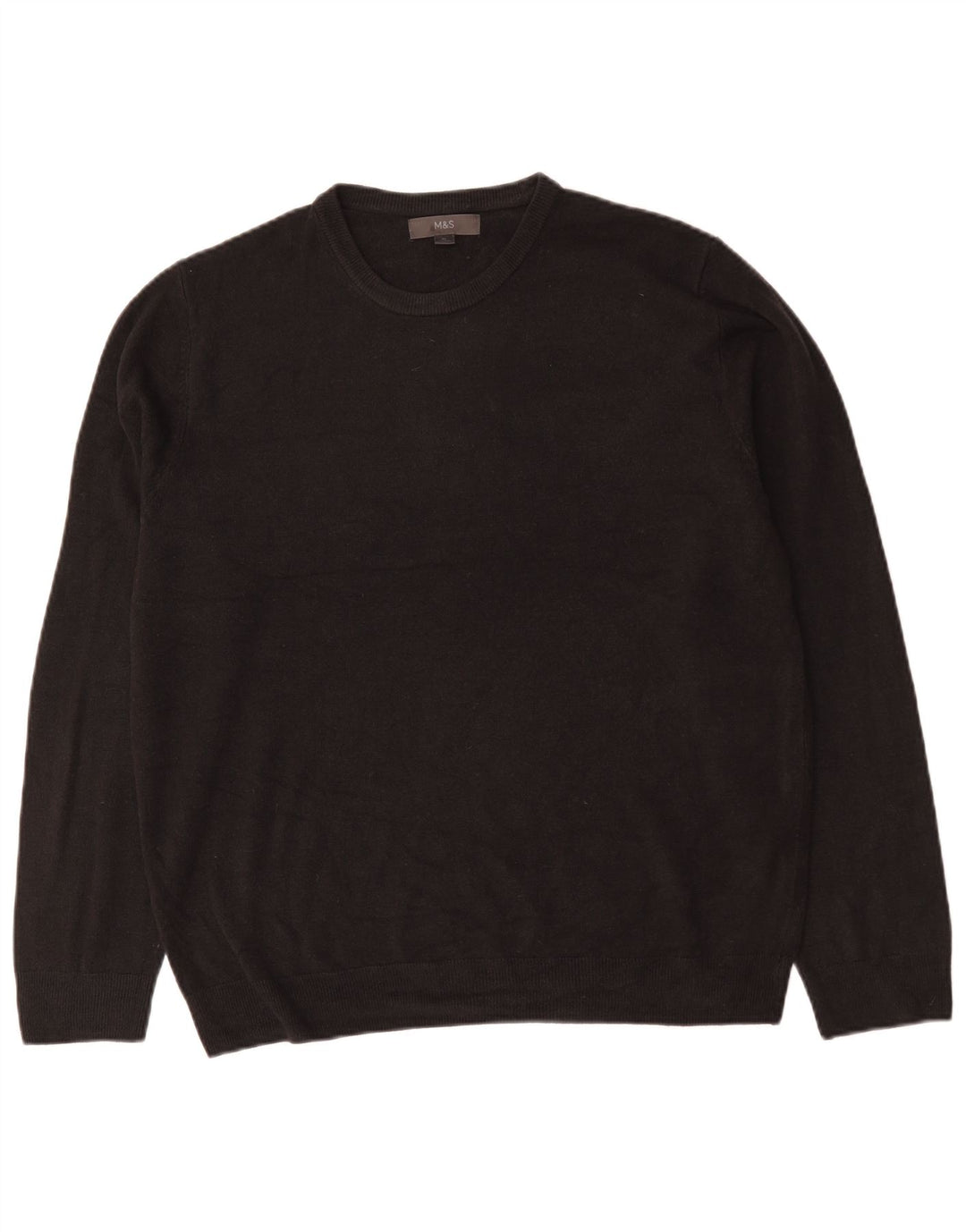 Marks & Spencer Herren-Pullover mit Rundhalsausschnitt, XL, schwarzes Acryl