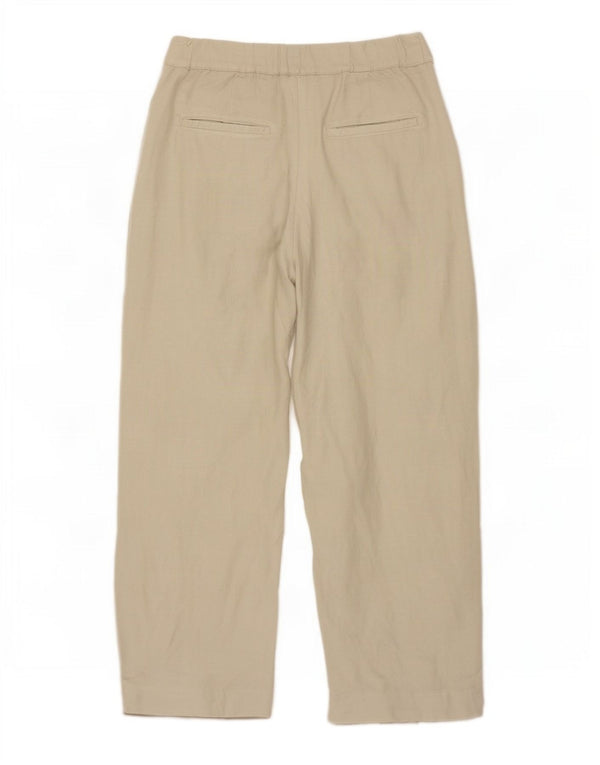 Zara Damen-Caprihose mit weitem Bein, Größe S, W26, L22, Beige Viskose