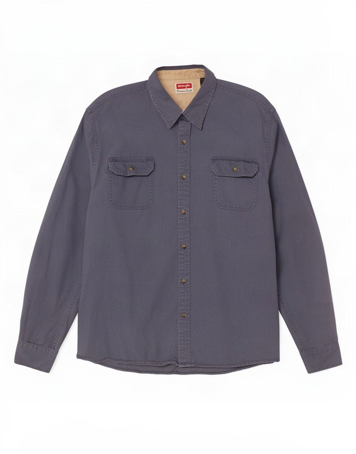 Wrangler Herrenhemd 2XL Blaue Baumwolle