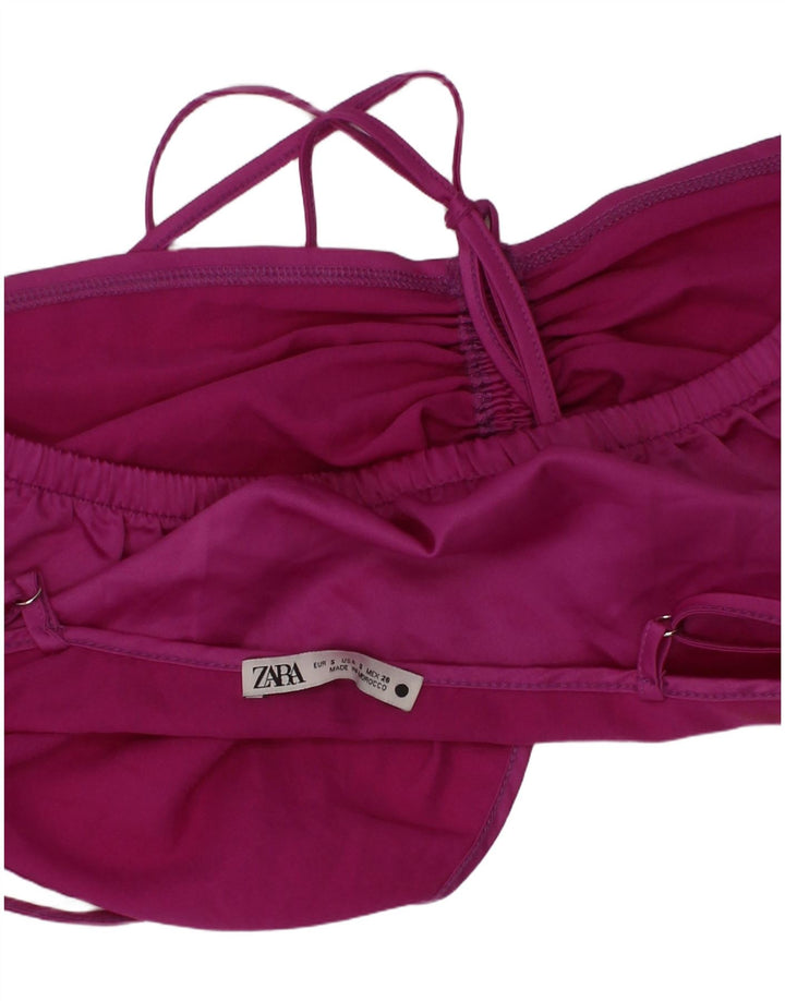 Zara Damen Crop Top Small Lila Polyester