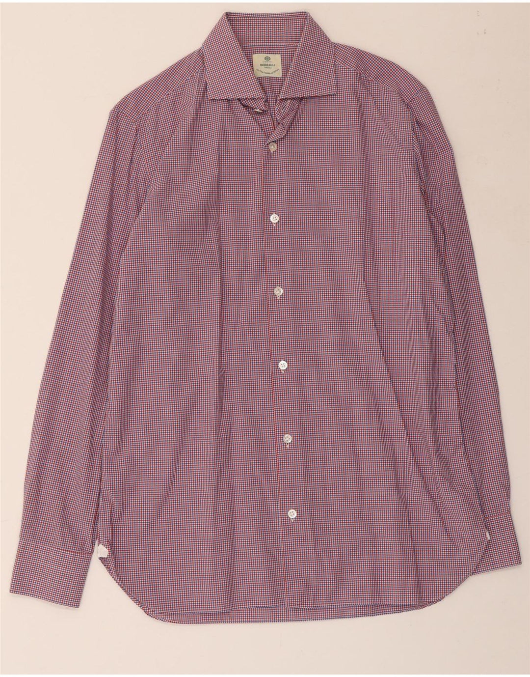 BORRELLI Herrenhemd Größe 39 15 1/2 Medium Mehrfarbig karierte Baumwolle