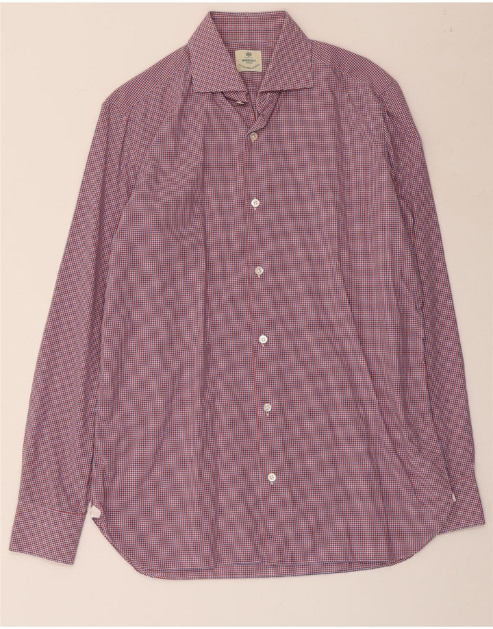 BORRELLI Herrenhemd Größe 39 15 1/2 Medium Mehrfarbig karierte Baumwolle