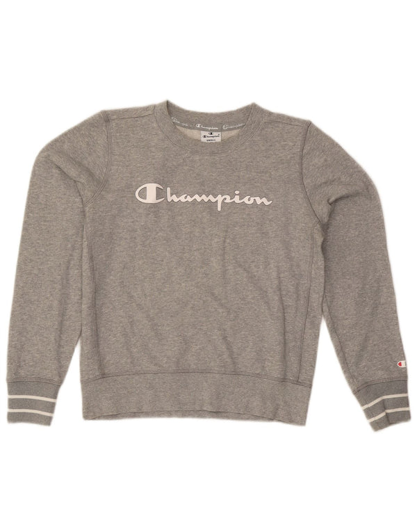 Champion Damen Grafik-Sweatshirt-Pullover UK 10 Small Grau