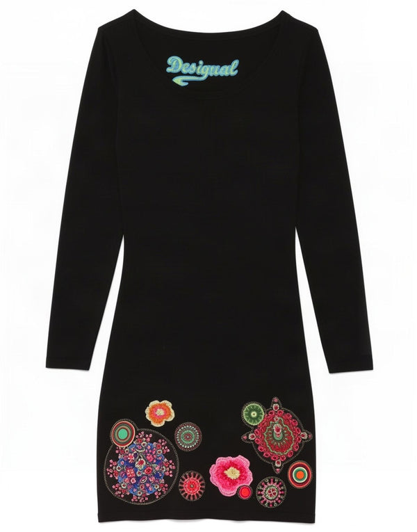 Desigual Damen Graphic Etuikleid UK 12 Medium Schwarz Geometrisch