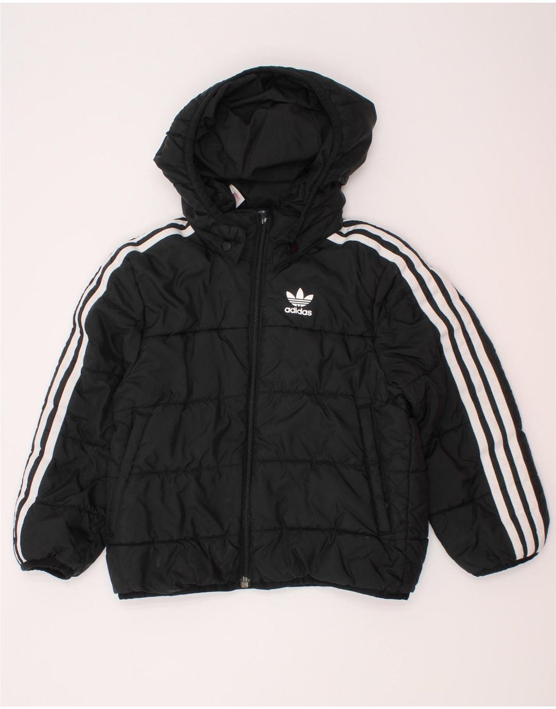 Adidas Jungen wattierte Jacke mit Kapuze, 4–5 Jahre, schwarzes Polyester