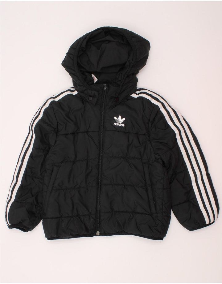 Adidas Jungen wattierte Jacke mit Kapuze, 4–5 Jahre, schwarzes Polyester