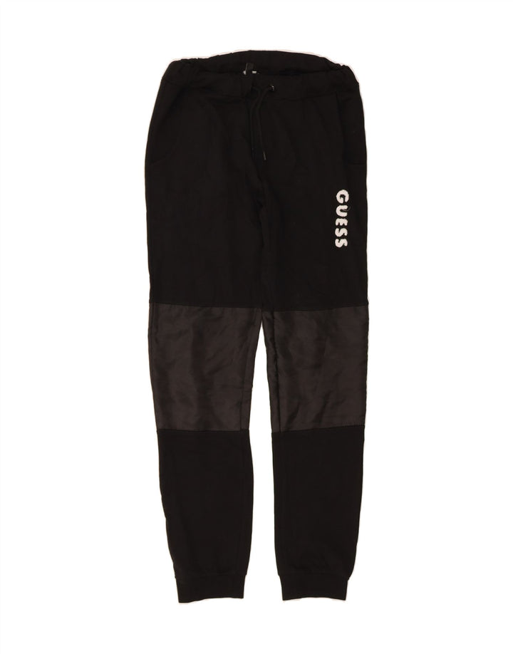 GUESS Womens Tracksuit Trousers Joggers UK 14 Medium Black Colourblock Vintage Guess and Second-Hand Guess from Messina Hembry 