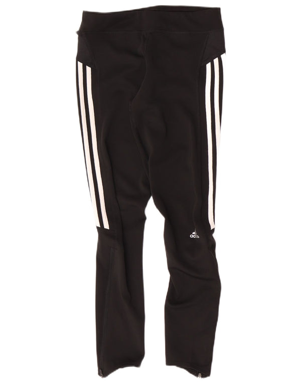 Adidas Damen Capri-Leggings UK 8 Small Schwarz gestreift Polyester Sport