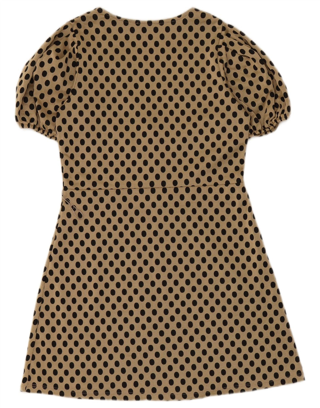 Zara Damen A-Linien-Kleid UK 12 Mittelbeige gepunktet