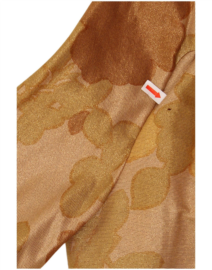 Vintage Damen 1 Knopf Crop Blazer Jacke UK 14 Mittelbraun geblümt