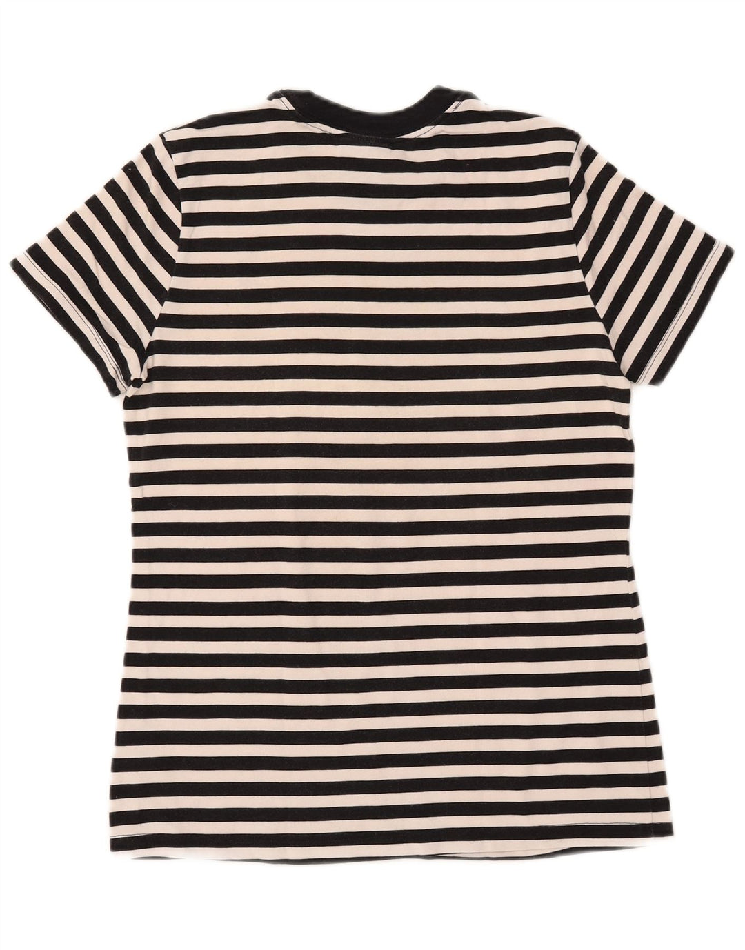 NIKE Damen Grafik-T-Shirt-Oberteil UK 12 Mittelschwarz gestreift aus Baumwolle