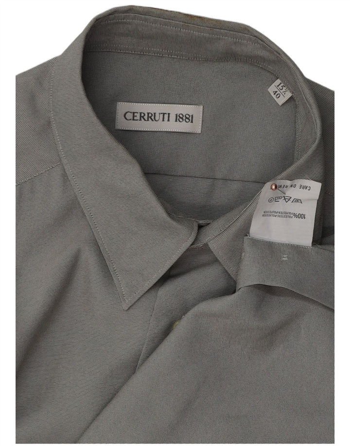 Cerruti 1881 Herrenhemd Größe 40 15 1/2 mittelgraues Polyester