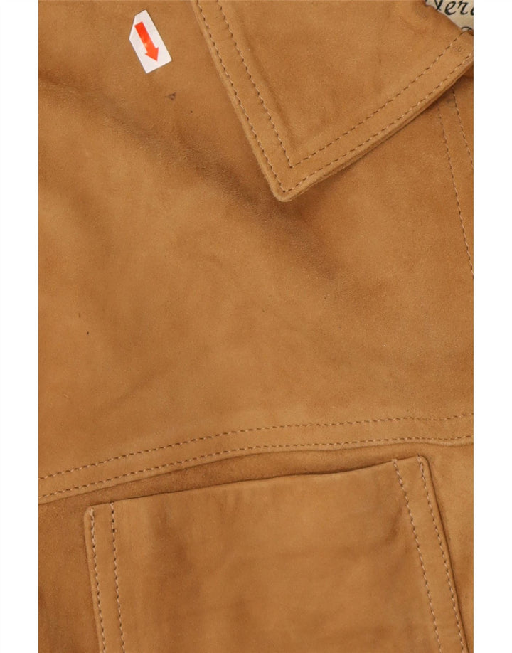 VINTAGE Damen Loose Fit Wildlederjacke UK 18 XL Braunes Leder