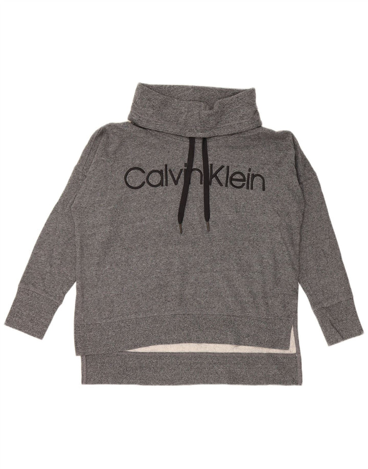 CALVIN KLEIN Übergroßer Grafik-Sweatshirtpullover für Damen, UK 14, Mittelgrau