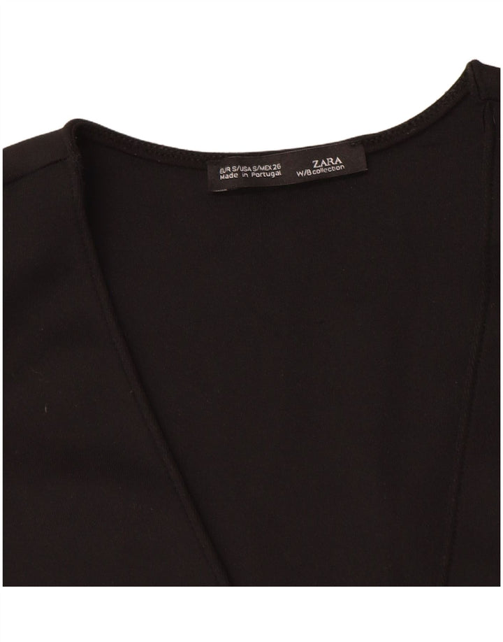 Zara Damen Crop Ärmelloses Blusenoberteil UK 8 Small Schwarz