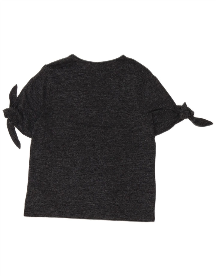 Zara Damen T-Shirt Top UK 12 Mittelgrau geflecktes Polyester