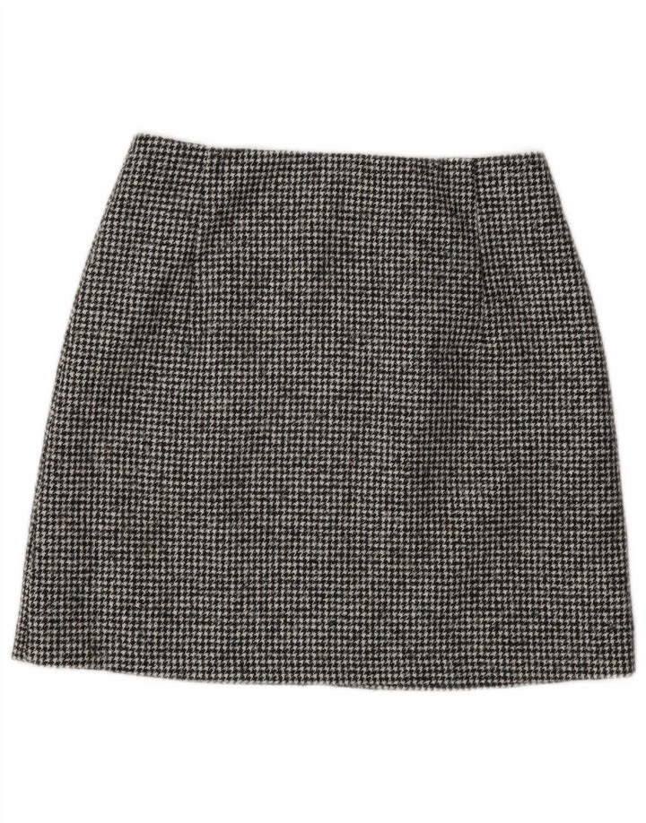 Massimo Dutti Damen Minirock Small W26 Schwarze Hahnentrittwolle