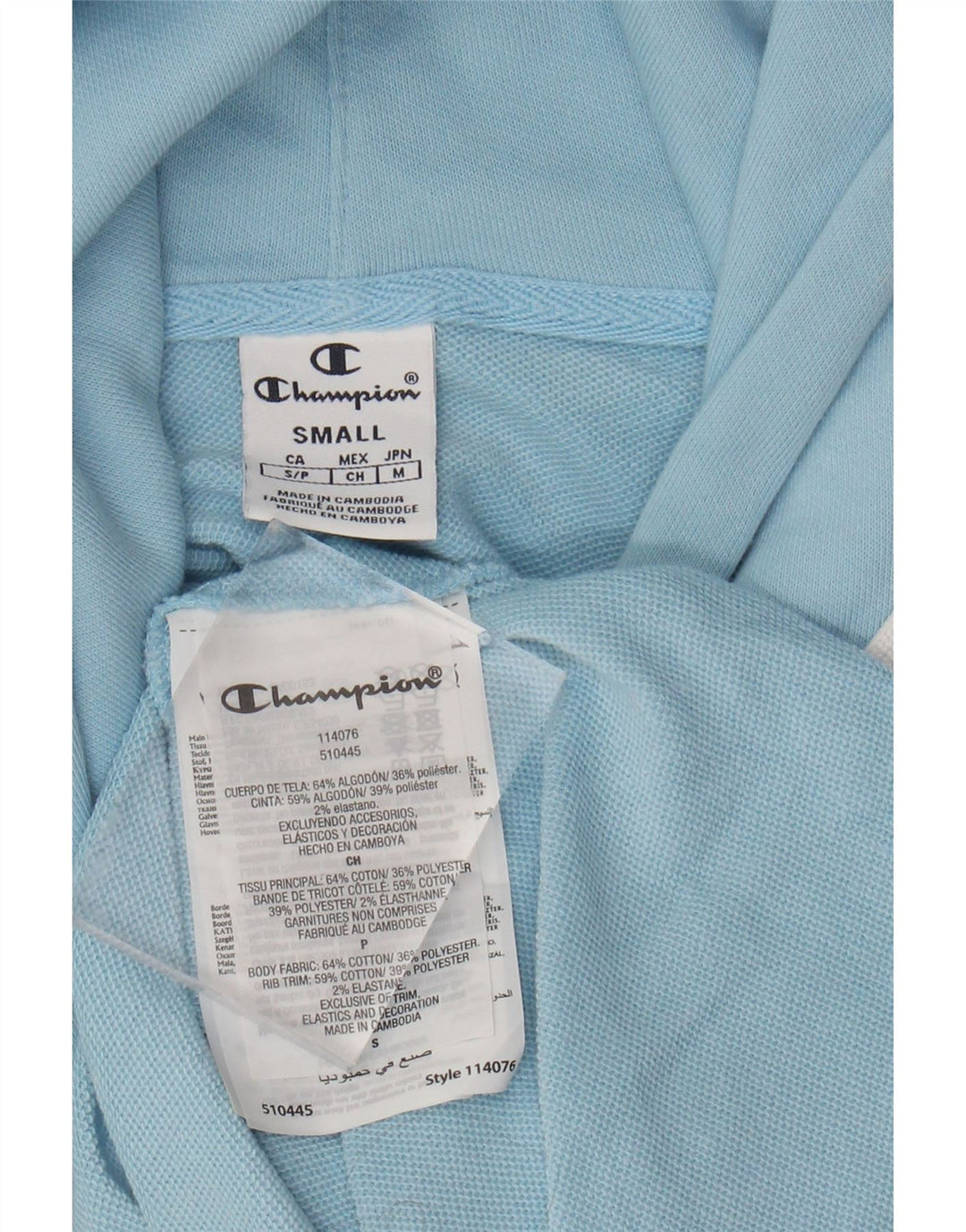 CHAMPION Womens Crop Oversized Graphic Hoodie Pullover UK 10 Small Blau