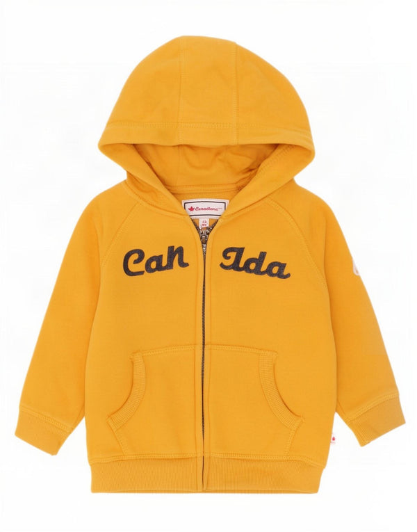 Canadiana Baby-Jungen-Kapuzenpullover mit grafischem Reißverschluss, 18–24 Monate, gelbe Baumwolle