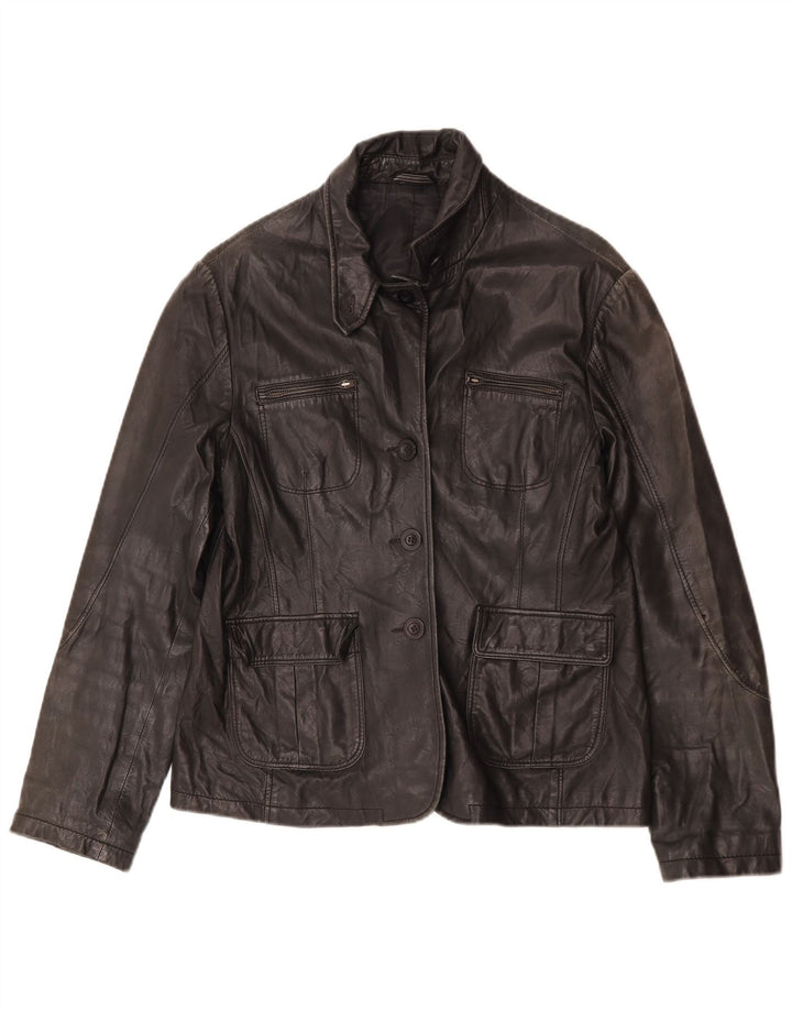 Vintage Damen Lederjacke UK 14 Mittelschwarzes Leder