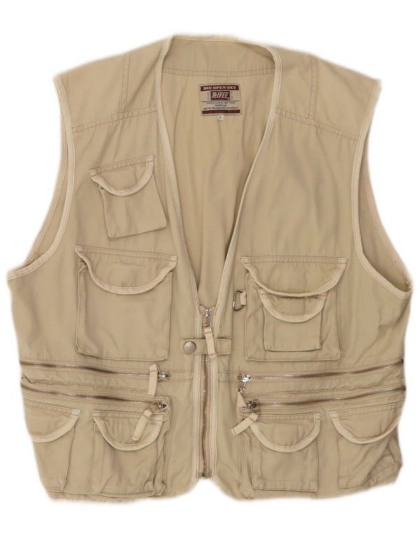 Rifle Mens Utility Gilet UK 40 Large Beige