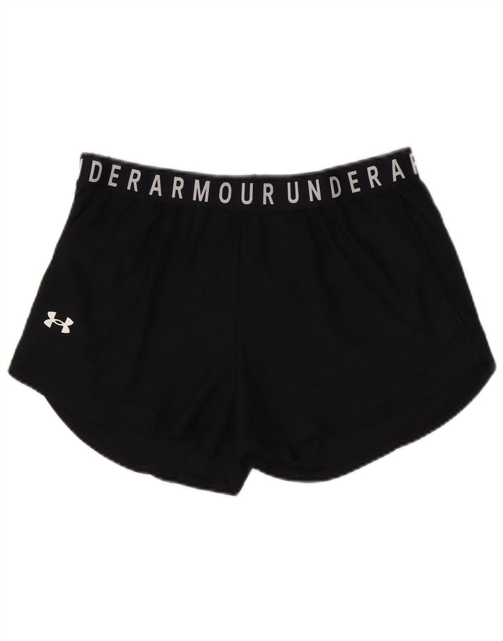 UNDER ARMOUR Damen Heat Gear Graphic Sportshorts UK 14 Large Schwarz