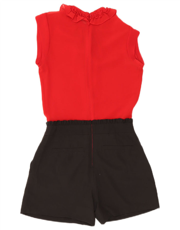 Ted Baker Damen-Spielanzug mit Rüschen vorne, Größe 0 2XS, rotes Farbblock-Polyester